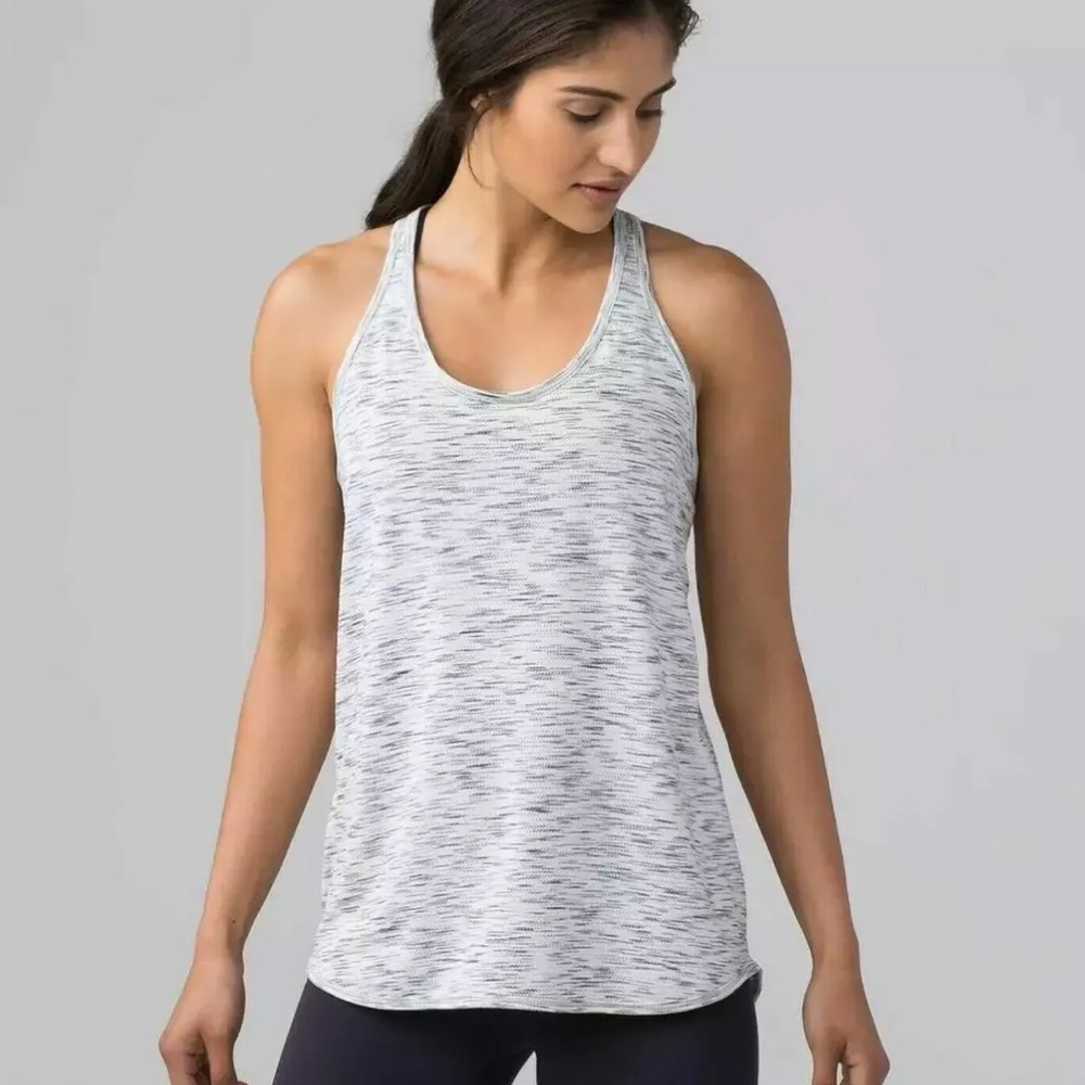 LULULEMON WHITE AND GREY RACERBACK TANK TOP